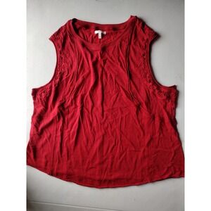 Maurices Women's 2X Red Sleeveless Tank‎ Top with Lace Trim Details
